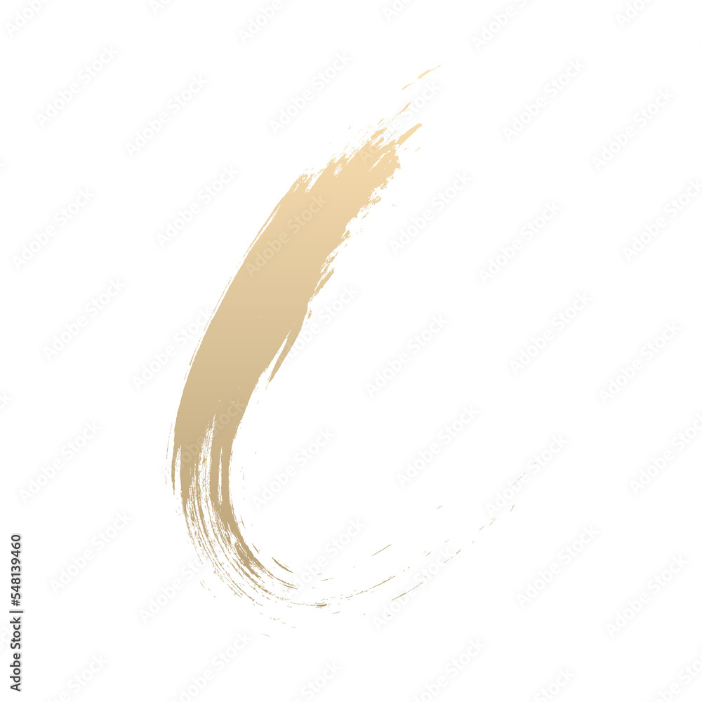 Abstract brush stroke gold gradient isolated on transparent background ...