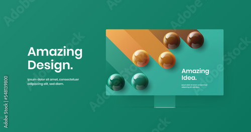 Bright display mockup web project concept. Premium presentation vector design layout.