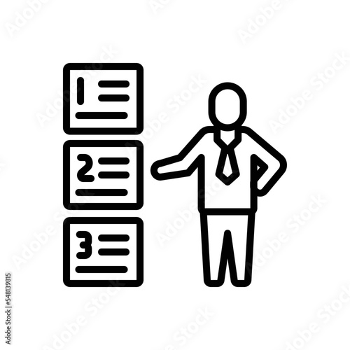 Black line icon for priority