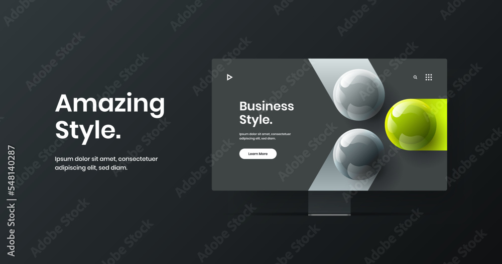 Naklejka premium Unique display mockup presentation layout. Minimalistic site screen vector design illustration.