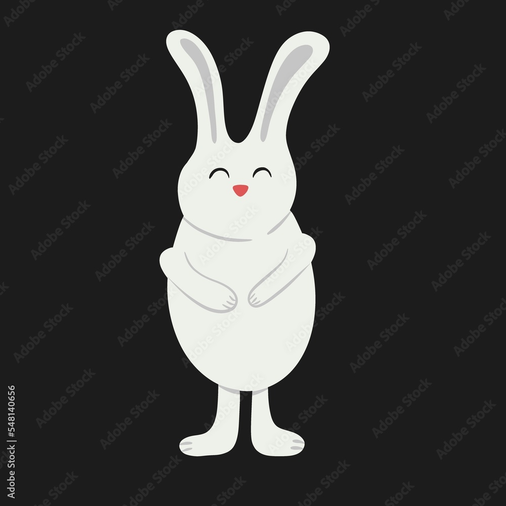 Fototapeta premium Black cute bunny.Cute bunnies.New year symbol.Rabbit 2023.Black and white cute bunnies.Funny animals.Set with bunnies.Love and bunnies.