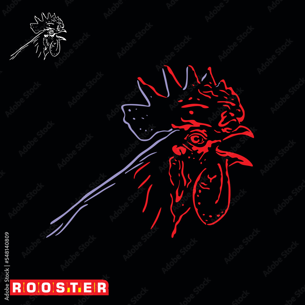 red rooster head logo, silhouette of great cock facce vector illustrations red rooster head logo, silhouette of great cock facce vector illustrations