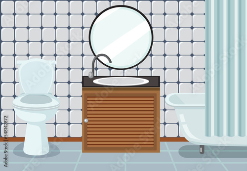 Interior bathroom with furnitures