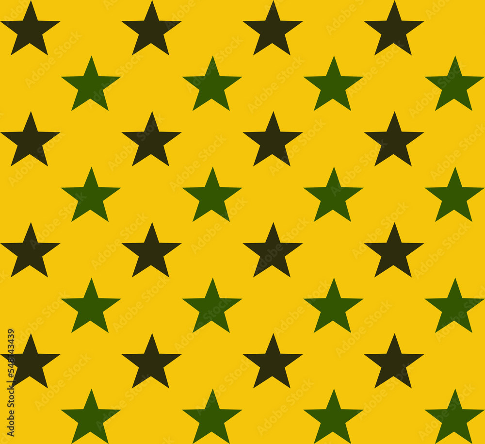 Seamless pattern. Two tone of green color star pattern on yellow background. Seamless pattern. Two tone of green color star pattern on yellow background.