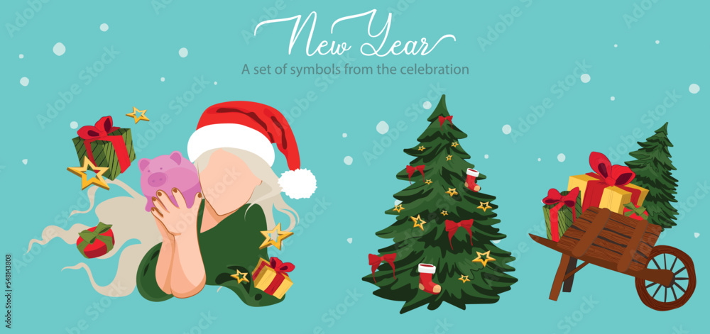 Winter Season Holidays, Corporate Party Event Celebration Landing Page Template. Tiny Characters Celebrate New Year at Huge 2023 