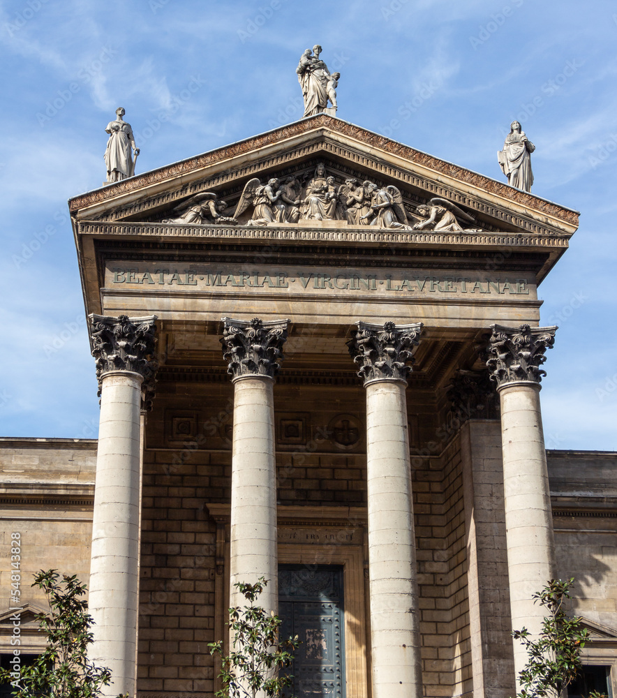 Church Notre-Dame de Lorette on  sunny day, Paris, France.