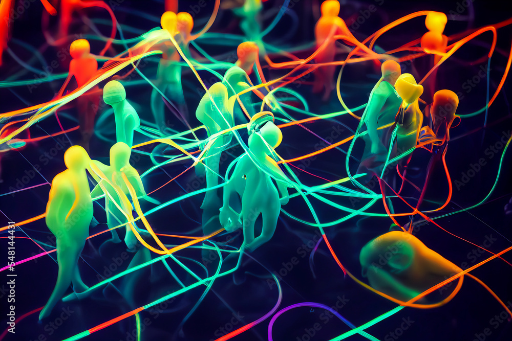 Metaverse Conected People connect to each other via digital avatars in a metaverse where ...