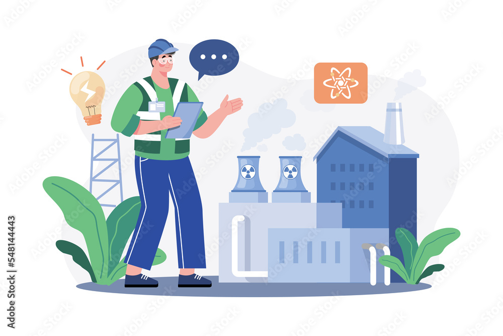 Nuclear Engineer Illustration concept on white background Nuclear Engineer Illustration concept on white background