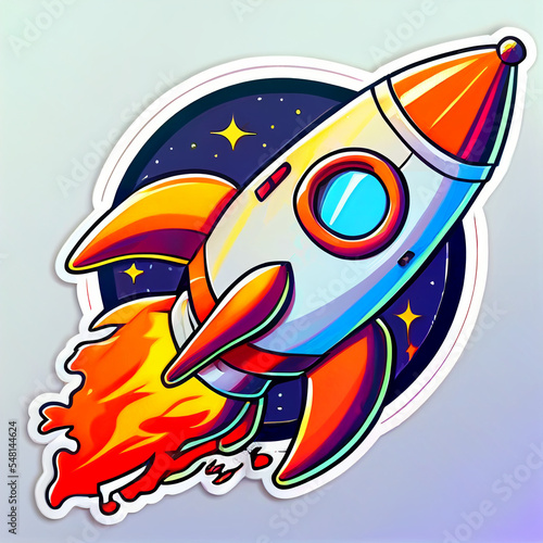 rocket in space cartoon illustration