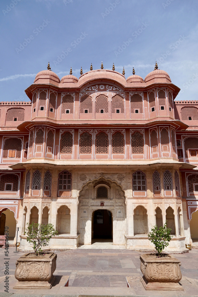 Chandra Mahal at the complex of city palace in Jaipur, India. Front ...