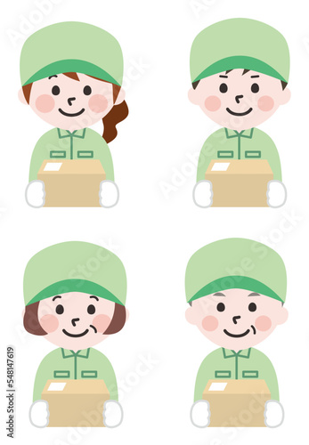 荷物を持つ配達員の人物セット