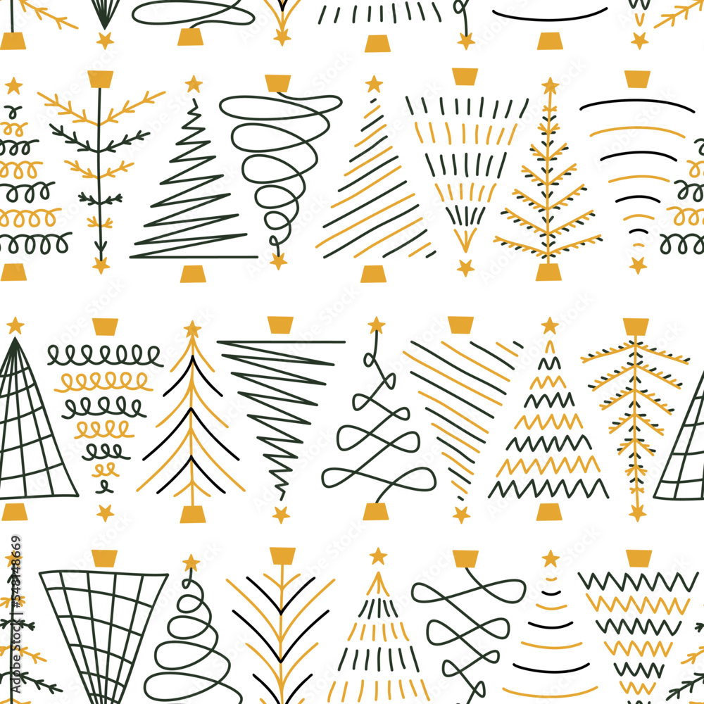 Vector flat hand drawn christmas seamless pattern Vector flat hand drawn christmas seamless pattern
