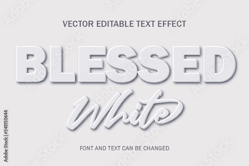 blessing white clean typography lettering 3d editable text effect font style template background banner