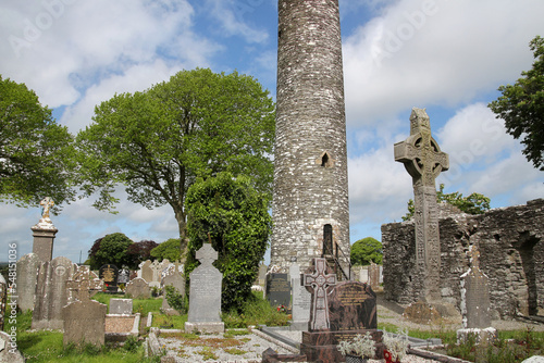 The ruins of Monasterboice are believed to have been an early Christian monastic settlement in County Louth, Ireland photo