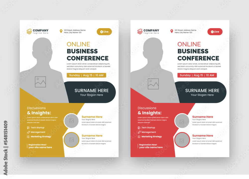 Annual Conference Flyer Layout, Live Virtual Streaming Conference Event