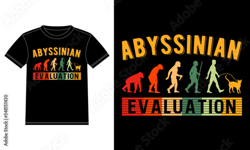 Abyssinian Cat Evaluation T-shirt Design template  Abyssinian Cat on Board  Car Window Sticker Vector for cat lovers  Black on white apparel design 
