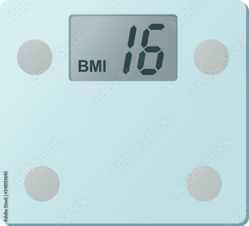 Digital weight scale BMI 16 Calculator vector illustration
