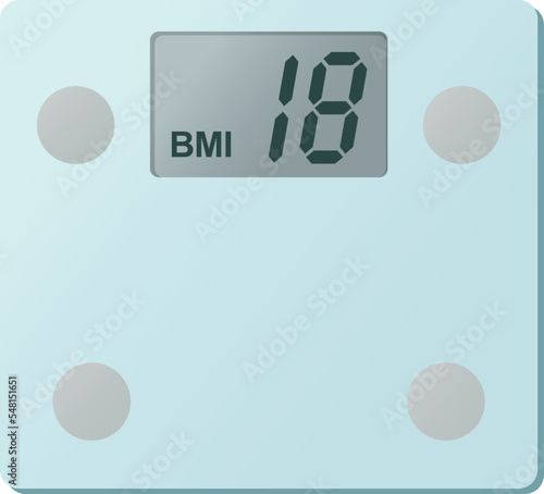 Digital weight scale BMI 18 Calculator vector illustration
