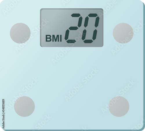 Digital weight scale BMI 20 Calculator vector illustration
