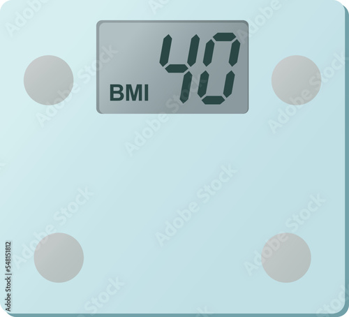 Digital weight scale BMI 40 Calculator vector illustration
