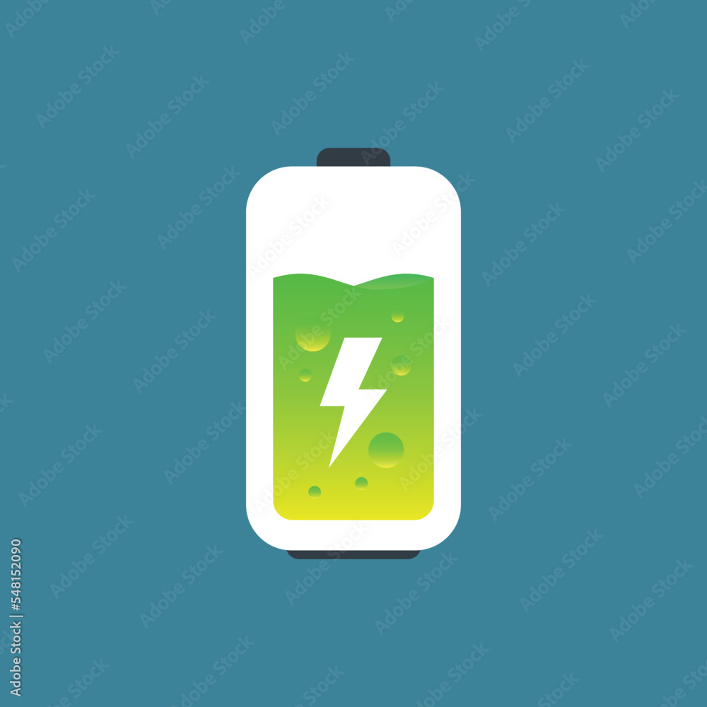 Battery charge icon. Illustration of a battery with liquid. Battery charge icon. Illustration of a battery with liquid.