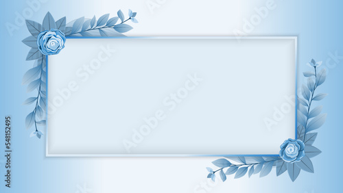 Blue rose flower frame isolated. Vector illustration