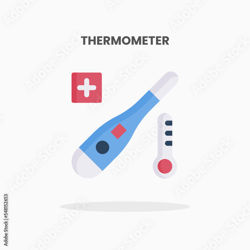 Thermometer icon flat. Vector illustration on white background. Can used for web, app, digital product, presentation, UI and many more.