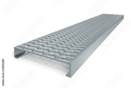 Steel safety grating bar isolated on white background - 3d rendering photo