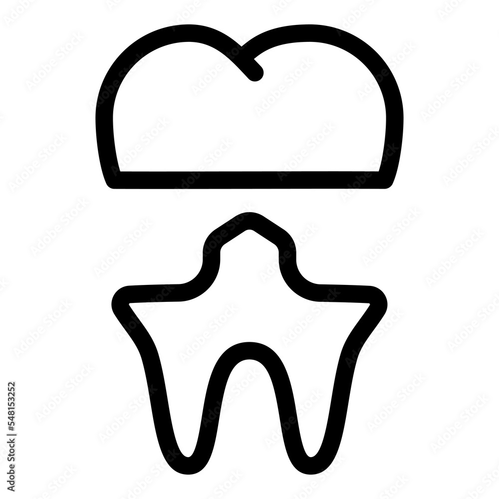 Dental Crown Restoration outline icon. Tooth crown Vector illustration. Dental Crown Restoration outline icon. Tooth crown Vector illustration.
