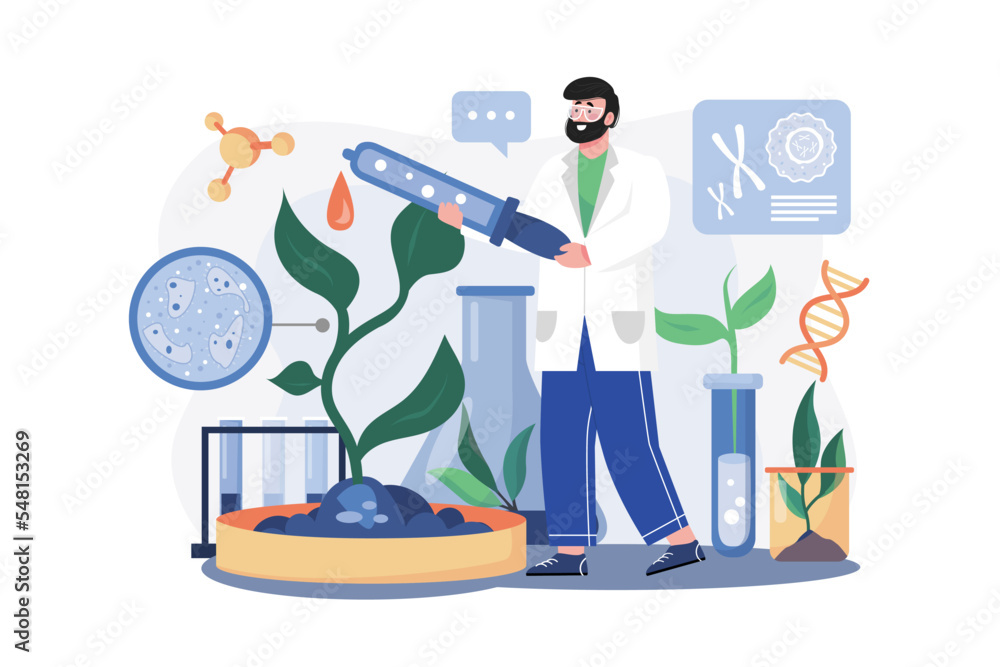 Biological Engineer Illustration concept on white background