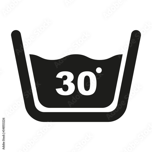 Wash at 30 degree icon. Water temperature vector illustration