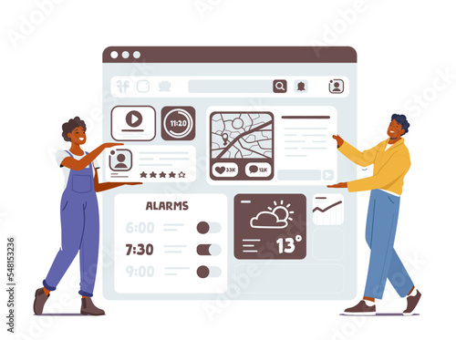 Ui Or Ux Designers Team Sharing Ideas And Collaborating In Design Of User Interface On Mobile Device Vector Illustration