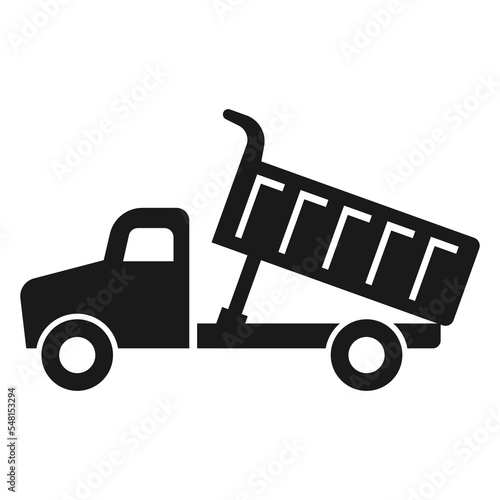Dumper Truck Unloading icon. Heavy duty vector illustration