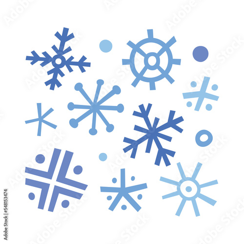 Doodle snowflakes, hand drawn vector icons, simple sketchy drawing, abstract illustrations set, Christmas symbol, isolated clip arts