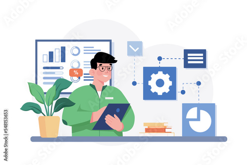 Businessman doing data analysis