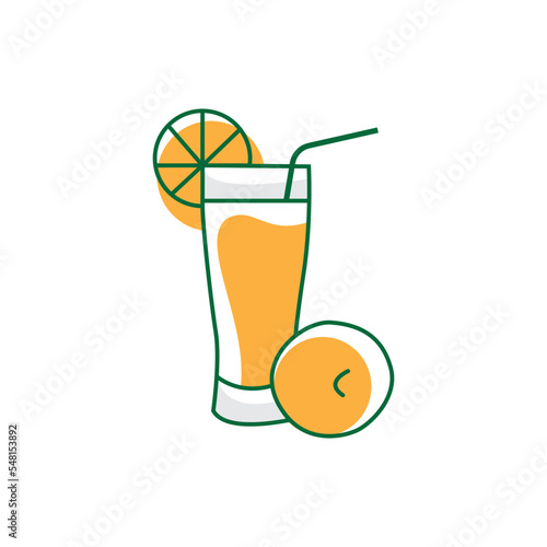 cocktail with lemon and orange juice minimalist icon design