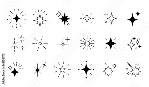 Glitter star sparkle icon set.Seamless vector illustration. © Honyojima