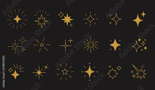 Glitter star sparkle icon set.Seamless vector illustration.