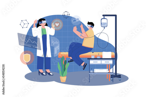 Doctor Treating A Patient Using VR Illustration concept