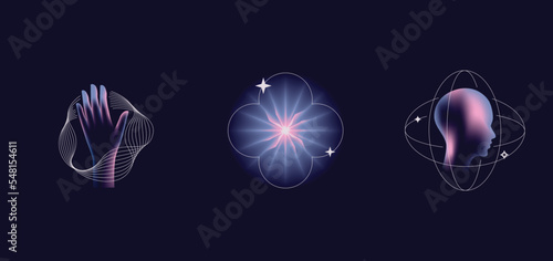 Vector abstract illustrations in modern gradient style hapes and forms, graphic design templates for social media posts and stories with copy space for text