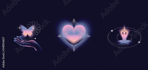 Vector abstract illustrations in modern gradient style hapes and forms, graphic design templates for social media posts and stories with copy space for text