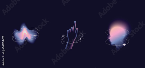 Vector abstract illustrations in modern gradient style hapes and forms, graphic design templates for social media posts and stories with copy space for text