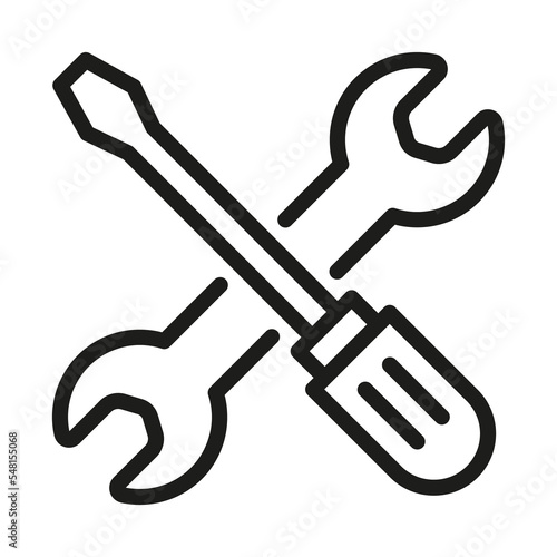 Repair tools line icon. Wrench and screwdriver illustration