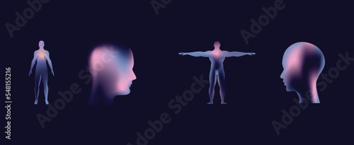 Vector abstract illustrations in modern gradient style hapes and forms, graphic design templates for social media posts and stories with copy space for text