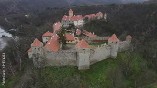 4K Drone footage of Veveri castle in Czechia. Aerial video photo