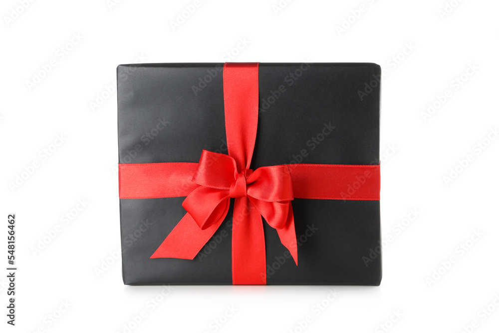 Fototapeta premium Concept of beautiful Christmas present, gift box, isolated on white background