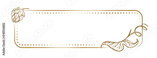 Vector horizontal rectangle dotted frame with beer hops decoration
