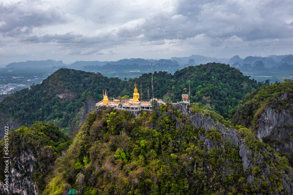 Aerial view of Wat Tham Suea or Tiger Cave Temple in Krabi, Thailand