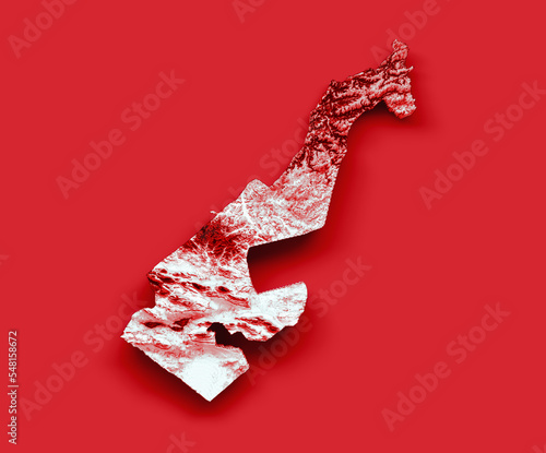 Monaco map with the flag Colors White and Red Shaded relief map 3d illustration photo