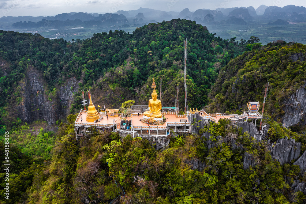 Aerial view of Wat Tham Suea or Tiger Cave Temple in Krabi, Thailand